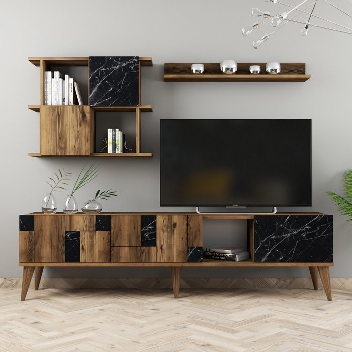 Hanah Home Mueble de TV Madrid - Nogal y Negro Hanah Home Mueble de TV Madrid - Nogal y Negro